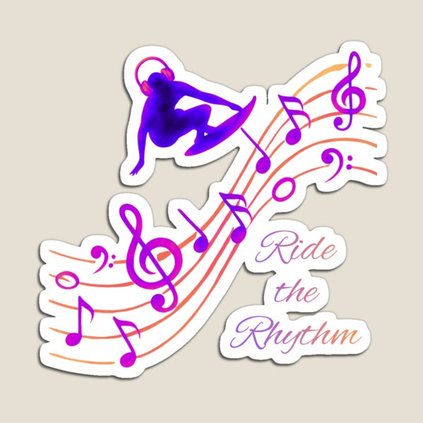 Item preview, Ride the Rhythm – Neon Music Lover Design | Festival DJ Surf Aesthetic | Colorful Music Notes Graphic designed and sold by VariusDesigns.