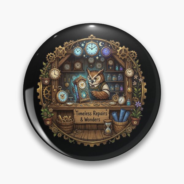 Item preview, Timeless Repairs & Wonders | Owl Clockmaker | Cottagecore Clock Repair Shop | Woodland Horologist | Fantasy Timekeeper | Whimsical Watchmaker designed and sold by MrDev.