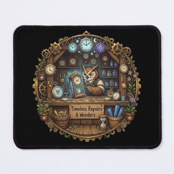 Item preview, Timeless Repairs & Wonders | Owl Clockmaker | Cottagecore Clock Repair Shop | Woodland Horologist | Fantasy Timekeeper | Whimsical Watchmaker designed and sold by MrDev.