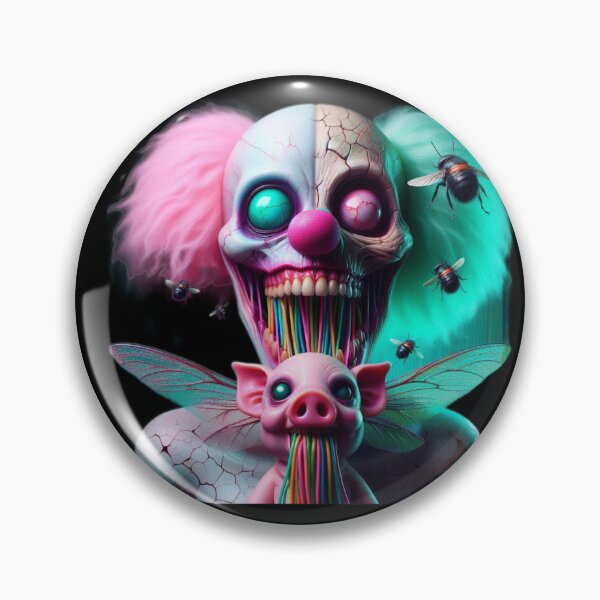 Item preview, Split Face Neon Jester – Surreal Winged Piglet Abyss designed and sold by LujziWorld.