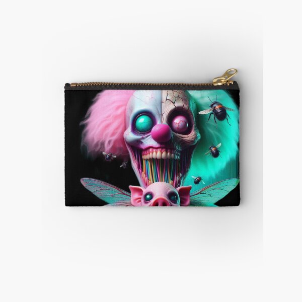 Item preview, Split Face Neon Jester – Surreal Winged Piglet Abyss designed and sold by LujziWorld.