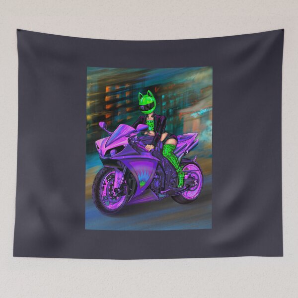 Item preview, Cyberpunk Girl on Superbike Neon  designed and sold by Skayana.