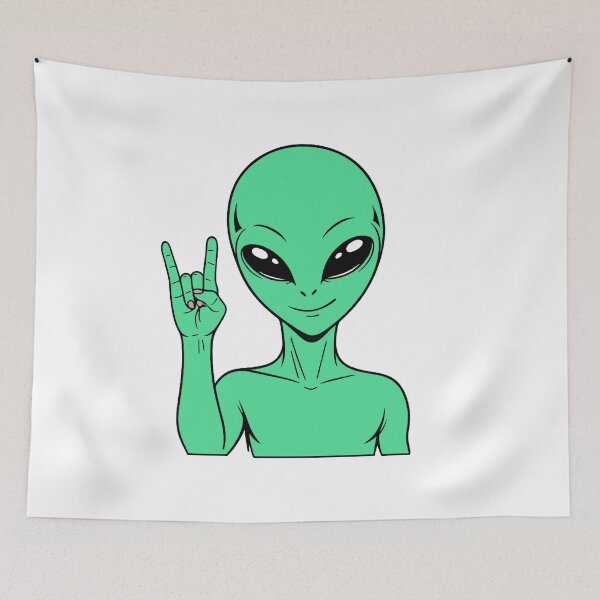 Item preview, ZORGO Alien Rock On Sign – Funny Space Alien Heavy Metal Gesture Sticker designed and sold by The-Visitors.