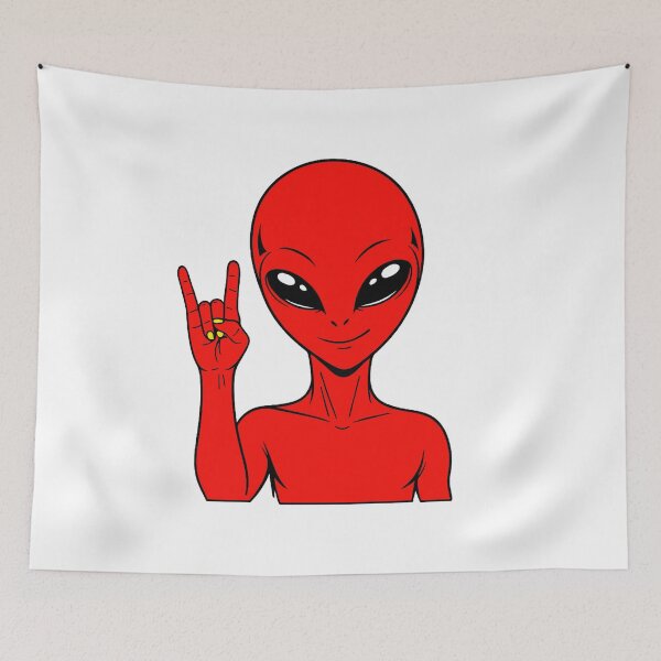 Item preview, ZORGO Alien Rock On Sign – Funny Space Alien Heavy Metal Gesture Sticker designed and sold by The-Visitors.