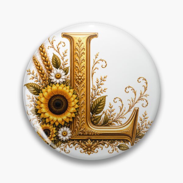 Item preview, Elegant Letter L Monogram with Black Cat, Sunflowers & Gold Floral Design | Personalized Botanical Alphabet designed and sold by MoodLay.