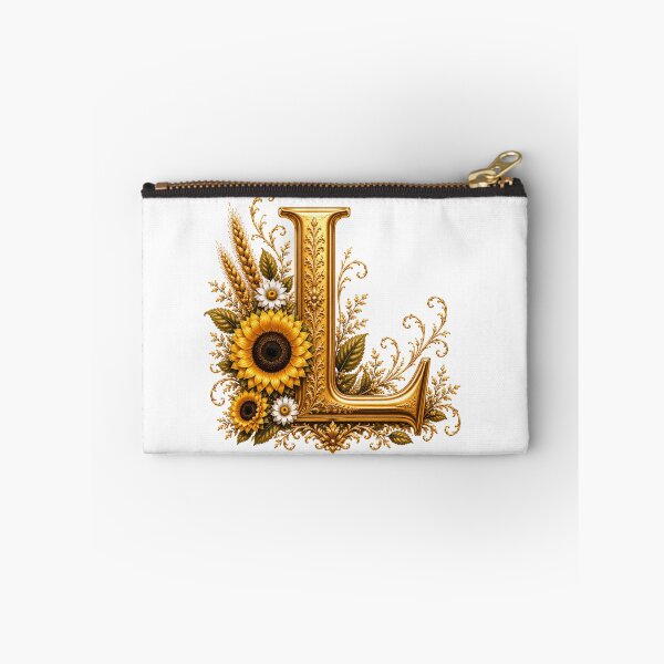 Item preview, Elegant Letter L Monogram with Black Cat, Sunflowers & Gold Floral Design | Personalized Botanical Alphabet designed and sold by MoodLay.