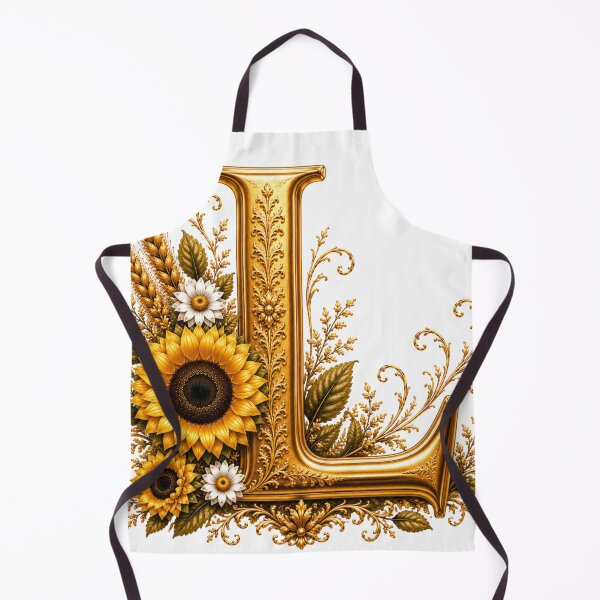 Item preview, Elegant Letter L Monogram with Black Cat, Sunflowers & Gold Floral Design | Personalized Botanical Alphabet designed and sold by MoodLay.