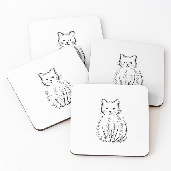Item preview, Floral Cat Silhouette Botanical Dark Art designed and sold by DariaOltes.