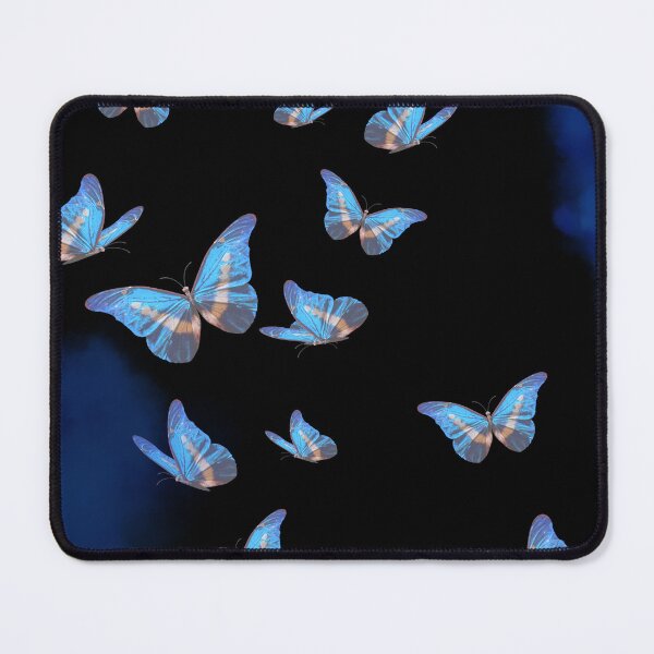 Item preview, Blue Butterfly Aesthetic Wall Art Poster | Dark Moody Butterfly Print | Black Background Nature Decor | Modern Digital Artwork designed and sold by Cozy Art Studio.