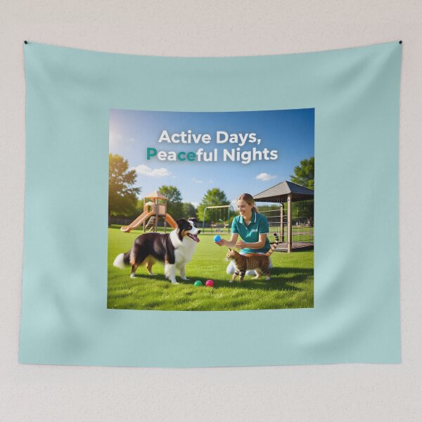 Item preview, Active Days Peaceful Nights: Luxury Pet Daycare and Enrichment Park Banner designed and sold by Creative-RE.