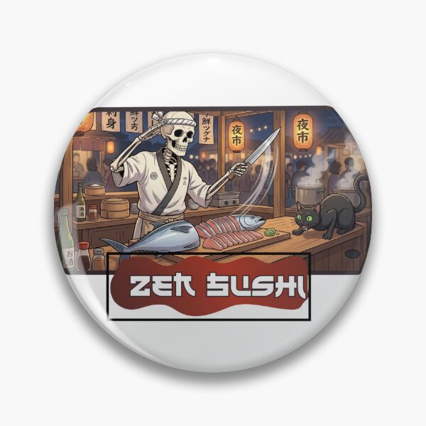 Item preview, Skeleton Sushi Chef - Zen Sushi Night Market Art designed and sold by Red  Corason ⭐⭐⭐.