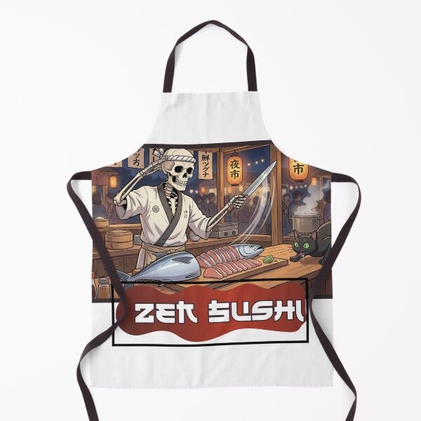 Item preview, Skeleton Sushi Chef - Zen Sushi Night Market Art designed and sold by Red Corason ⭐⭐⭐.