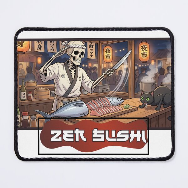 Item preview, Skeleton Sushi Chef - Zen Sushi Night Market Art designed and sold by Red Corason ⭐⭐⭐.