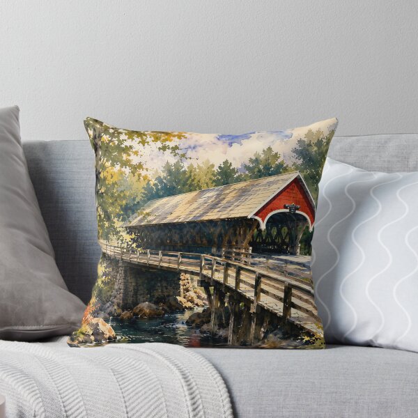 Item preview, Covered Bridge in The Flume Gorge New Hampshire Watercolor Art designed and sold by RebelPawz.