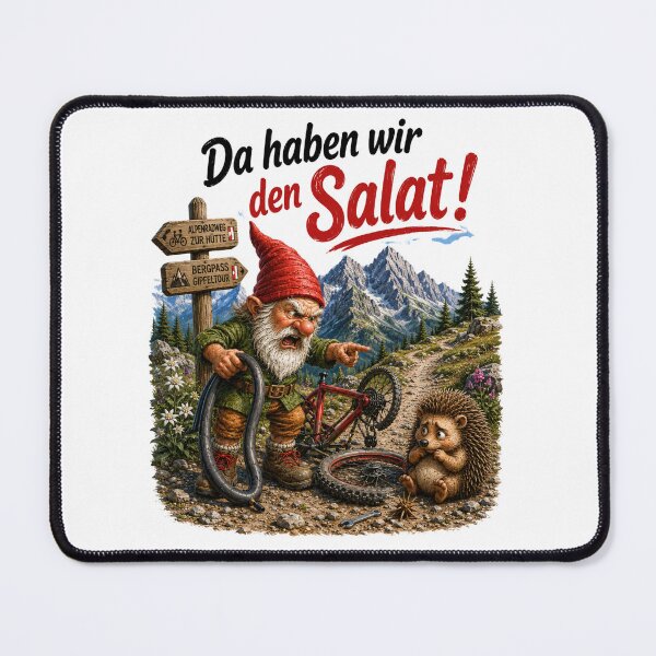 Item preview, Da Haben Wir Den Salat! – Funny German Gnome Bicycle Mishap designed and sold by Alpine-Ink.