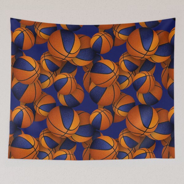 Item preview, Blue orange team colors basketballs pattern designed and sold by katzdzynes.