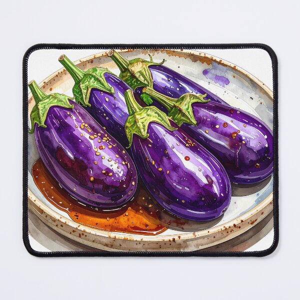 Item preview, Japanese Miso Glazed Eggplant Watercolor  designed and sold by BetweenForms.