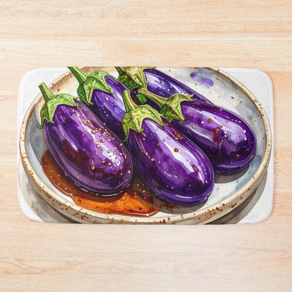 Item preview, Japanese Miso Glazed Eggplant Watercolor  designed and sold by BetweenForms.
