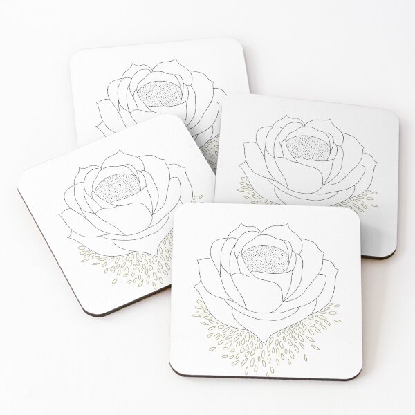 Item preview, Minimalist Botanical Flower Line Art with Gold Accent Seeds designed and sold by DariaOltes.