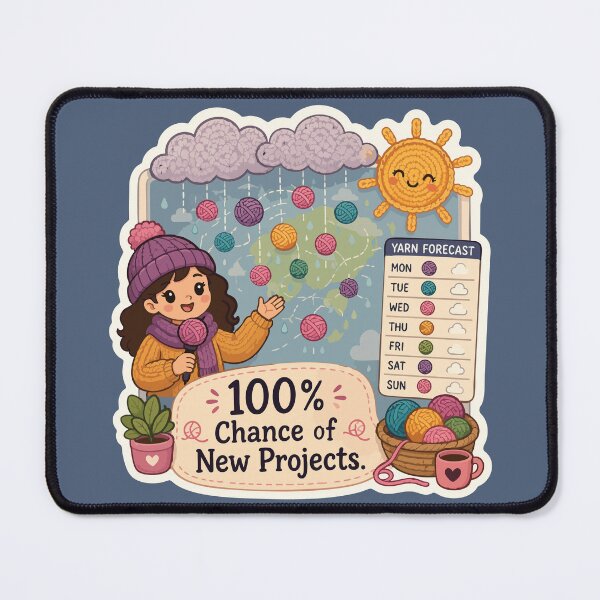 Item preview, 100% Chance of New Projects Funny Knitting Weather designed and sold by SimplePoDesign.