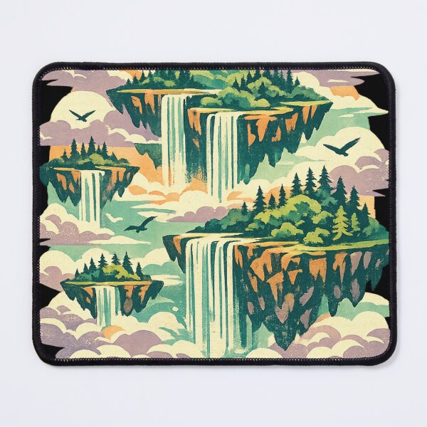 Item preview, Floating Sky Islands with Waterfalls - Fantasy Adventure Art designed and sold by irfanshikh.