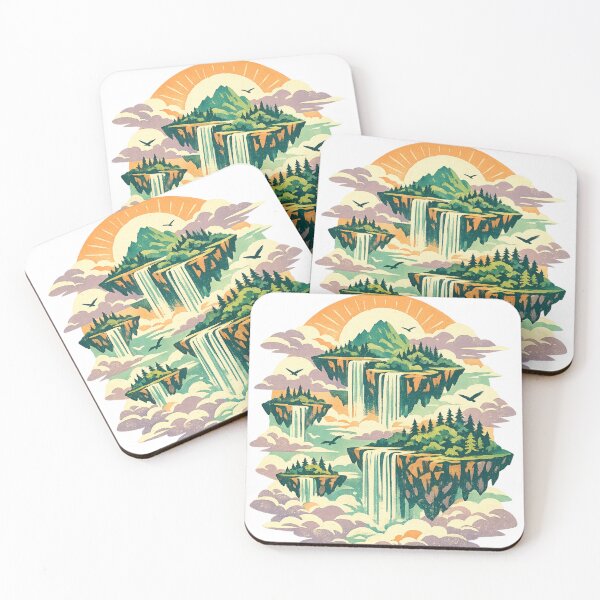 Item preview, Floating Sky Islands with Waterfalls - Fantasy Adventure Art designed and sold by irfanshikh.