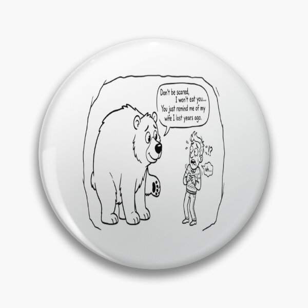 Item preview, Funny Bear and Human Cartoon – Lost Wife Joke, Minimalist Black and White Design designed and sold by GraffiCity.
