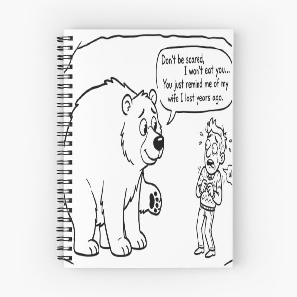 Item preview, Funny Bear and Human Cartoon – Lost Wife Joke, Minimalist Black and White Design designed and sold by GraffiCity.