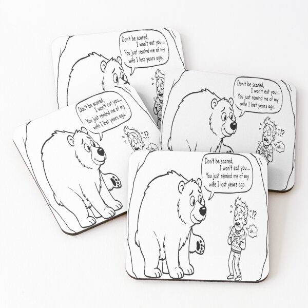 Item preview, Funny Bear and Human Cartoon – Lost Wife Joke, Minimalist Black and White Design designed and sold by GraffiCity.