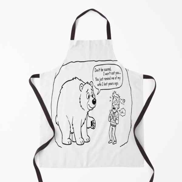 Item preview, Funny Bear and Human Cartoon – Lost Wife Joke, Minimalist Black and White Design designed and sold by GraffiCity.
