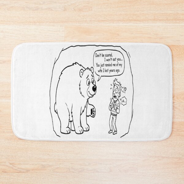Item preview, Funny Bear and Human Cartoon – Lost Wife Joke, Minimalist Black and White Design designed and sold by GraffiCity.