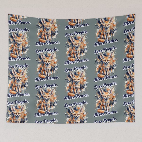 Item preview, Less People More Peace Funny Fennec Fox Watercolor Introvert Design designed and sold by Biedroneczka.