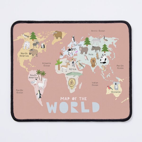 Item preview, World Map Design with Animals, Continents and Oceans designed and sold by Carla Daly.