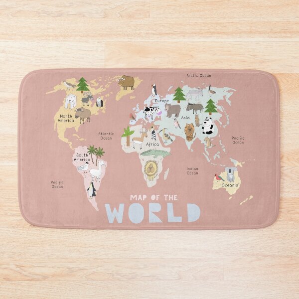 Item preview, World Map Design with Animals, Continents and Oceans designed and sold by Carla Daly.
