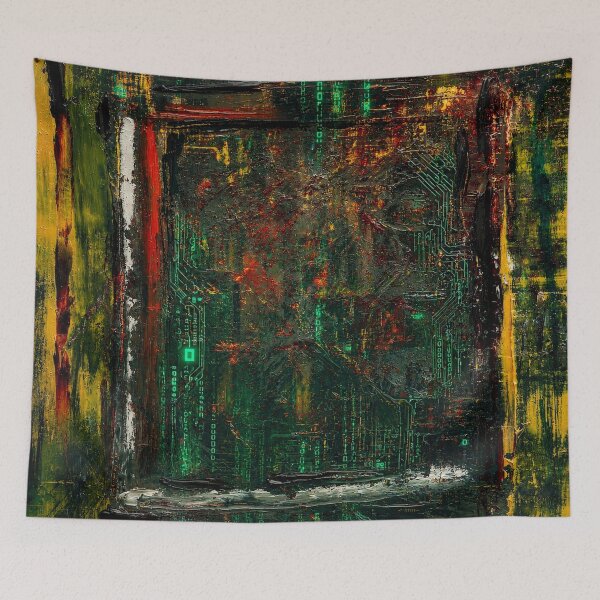 Item preview, Abstract Cyberpunk Green Canvas designed and sold by Ingorgia Studio.