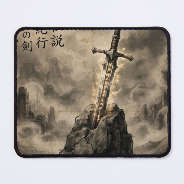 Item preview, The Runed Longsword of the West Sumi-e Ink Wash designed and sold by DuckOddity.