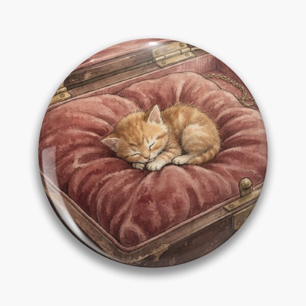 Item preview, Tiny Kitten in a Giant Vintage Velvet Jewelry Box Miniature Illustration designed and sold by DuckOddity.