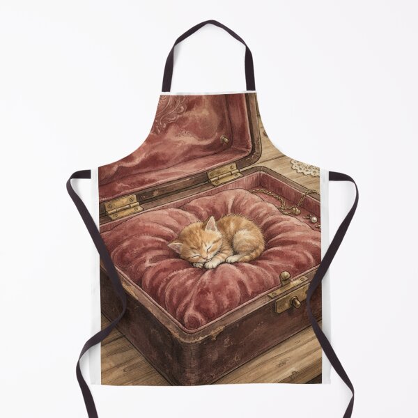 Item preview, Tiny Kitten in a Giant Vintage Velvet Jewelry Box Miniature Illustration designed and sold by DuckOddity.