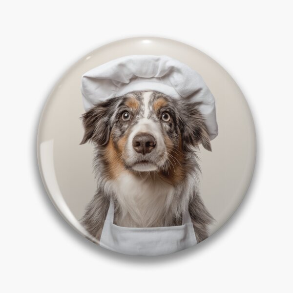 Item preview, Funny Miniature American Shepherd Dog Chef Realistic Animal Cooking Humor Art designed and sold by LazyOwlStore.