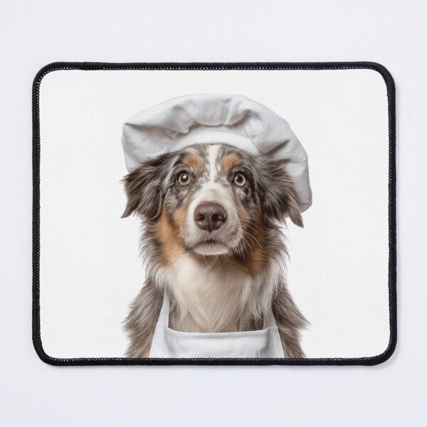 Item preview, Funny Miniature American Shepherd Dog Chef Realistic Animal Cooking Humor Art designed and sold by LazyOwlStore.