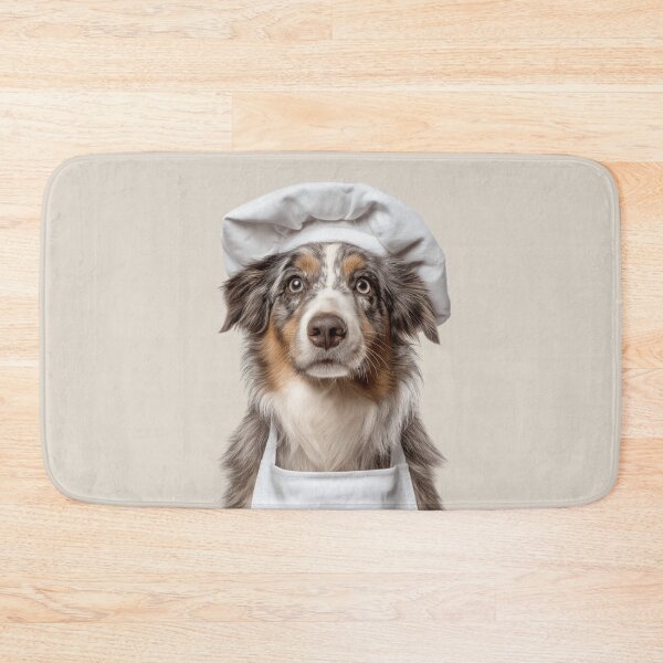 Item preview, Funny Miniature American Shepherd Dog Chef Realistic Animal Cooking Humor Art designed and sold by LazyOwlStore.