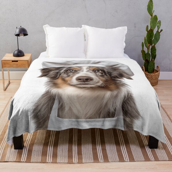 Item preview, Funny Miniature American Shepherd Dog Chef Realistic Animal Cooking Humor Art designed and sold by LazyOwlStore.