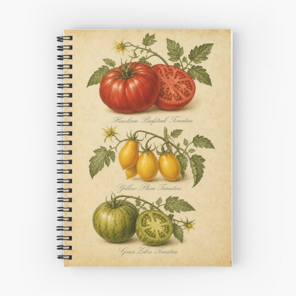 Item preview, Tomatoes Botanical Print - Vintage Beefsteak, Yellow Plum & Green Zebra Illustration designed and sold by NuvoraNest.