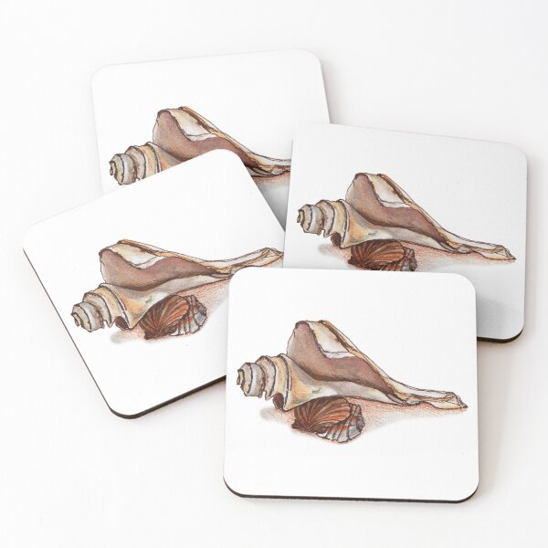 Item preview, Coastal Shell Watercolor and Ink Illustration in Browns designed and sold by Imagine Bee Studio.