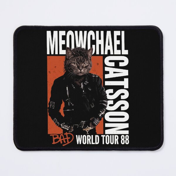 Item preview, Meowchael Catson Bad Album Cover Parody Funny Tabby Cat designed and sold by Off-Road-Zone.