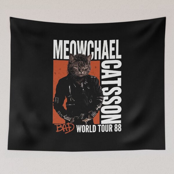 Item preview, Meowchael Catson Bad Album Cover Parody Funny Tabby Cat designed and sold by Off-Road-Zone.