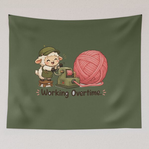 Item preview, Working Overtime Funny Yarn Sheep Crochet designed and sold by SimplePoDesign.