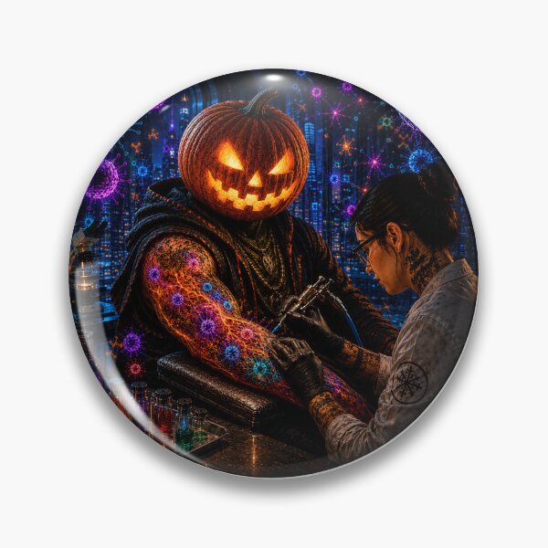 Item preview, Headless Horseman Tattoo Lab – Sci-Fi Halloween Biopunk Art designed and sold by TheHorsemanRidesAgain.