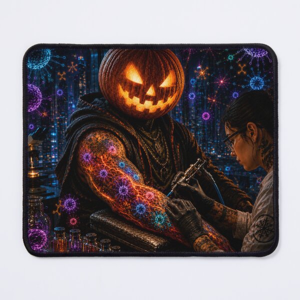 Item preview, Headless Horseman Tattoo Lab – Sci-Fi Halloween Biopunk Art designed and sold by TheHorsemanRidesAgain.