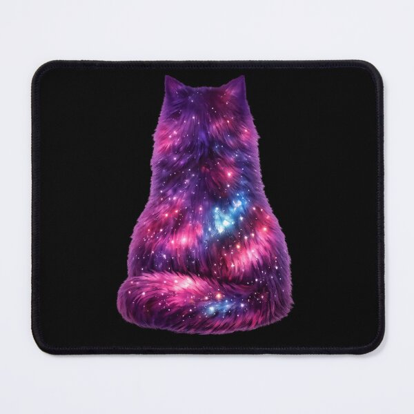 Item preview, Fluffy Galaxy Cat Back View — Cosmic Purple Pink Nebula Art designed and sold by ArtoryWorks.